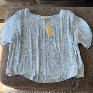 MICHAEL Michael Kors Light Blue Textured Blouse